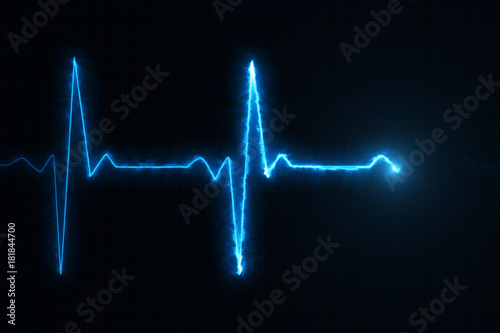 Tableau sur toile Cardiogram cardiograph oscilloscope screen blue illustration background