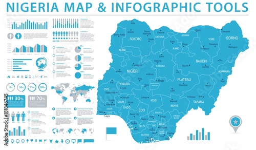 Nigeria Map - Info Graphic Vector Illustration photo