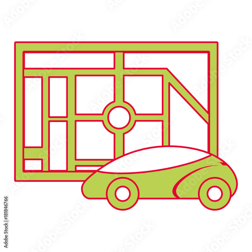 map navigation car autonomous web application vector illustration