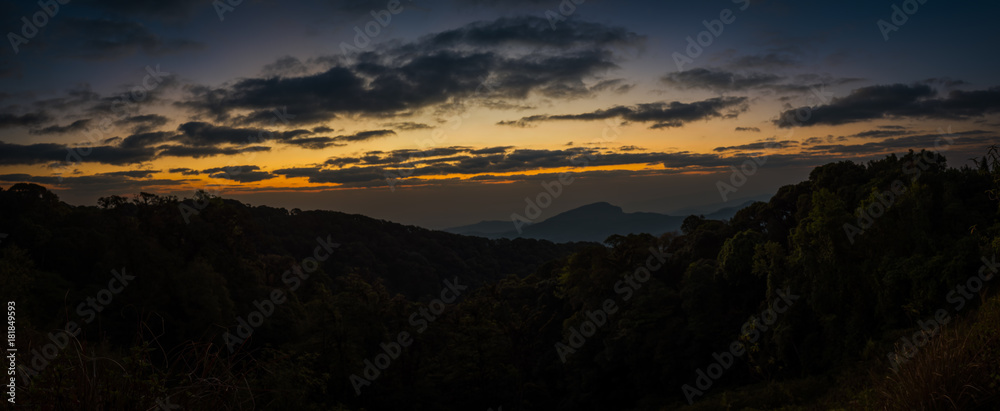Nature Panorama Landscape View in Sunrise Time in the Morning