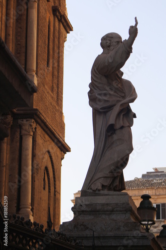 Italy, palermo. Statue outside the cathedral. Santa Vergine Maria Assunta cathedral