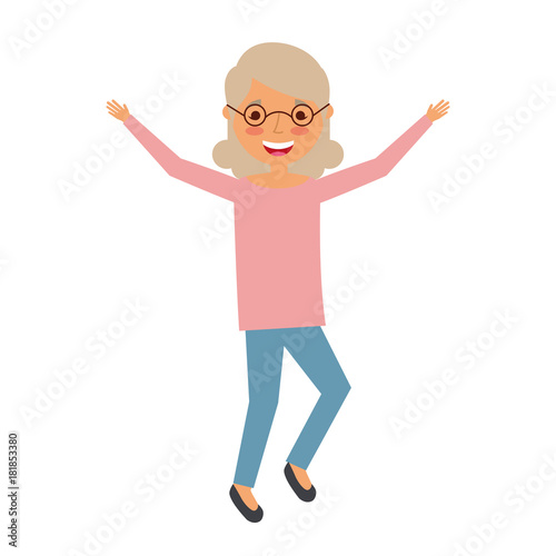 elderly woman grandmother character happy expression vector illustration