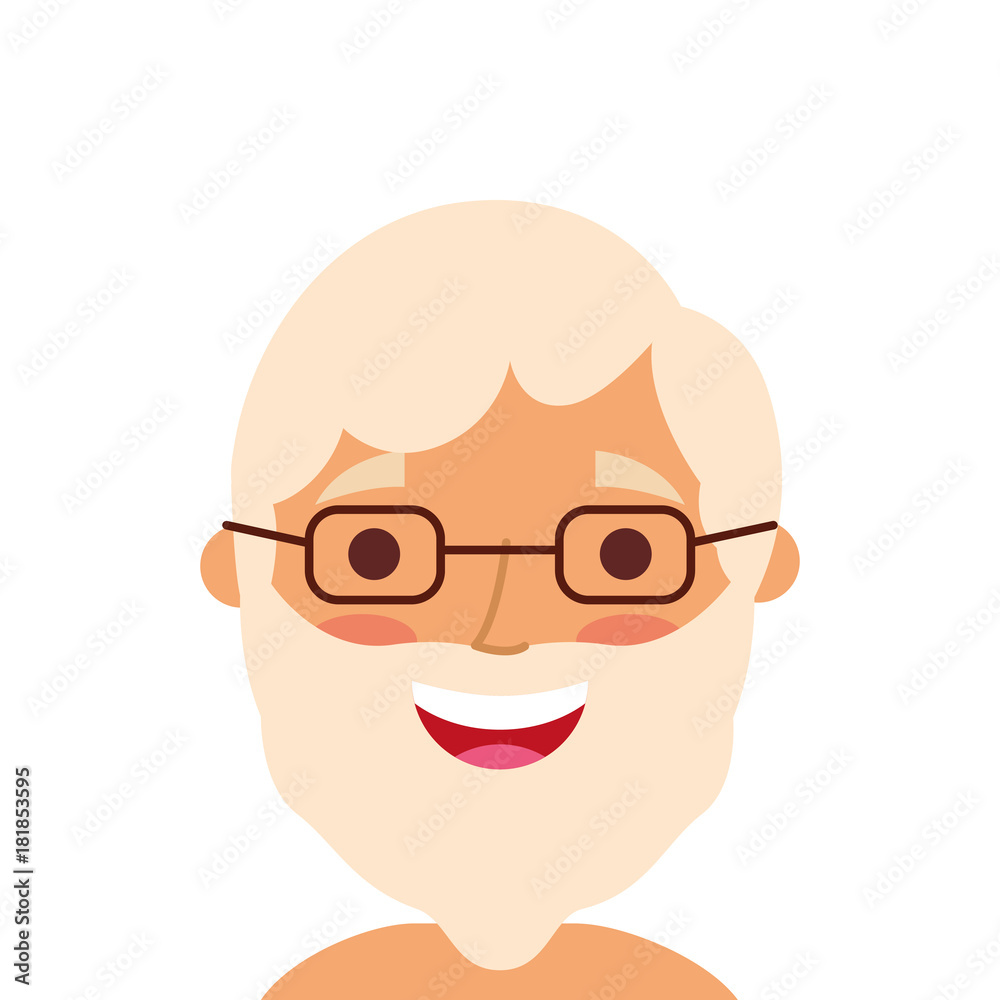 old man portrait of a pensioner grandfather character vector illustration