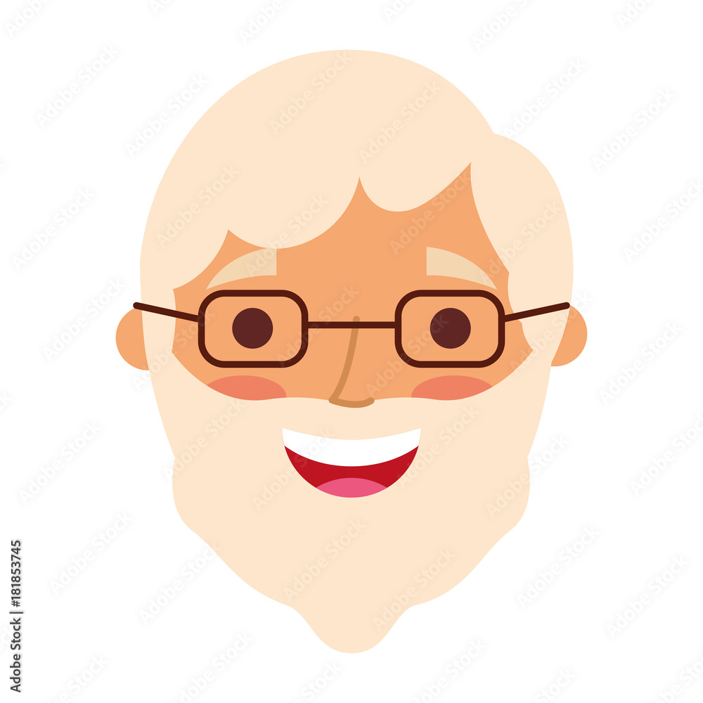 the face old man profile avatar of the grandfather vector illustration