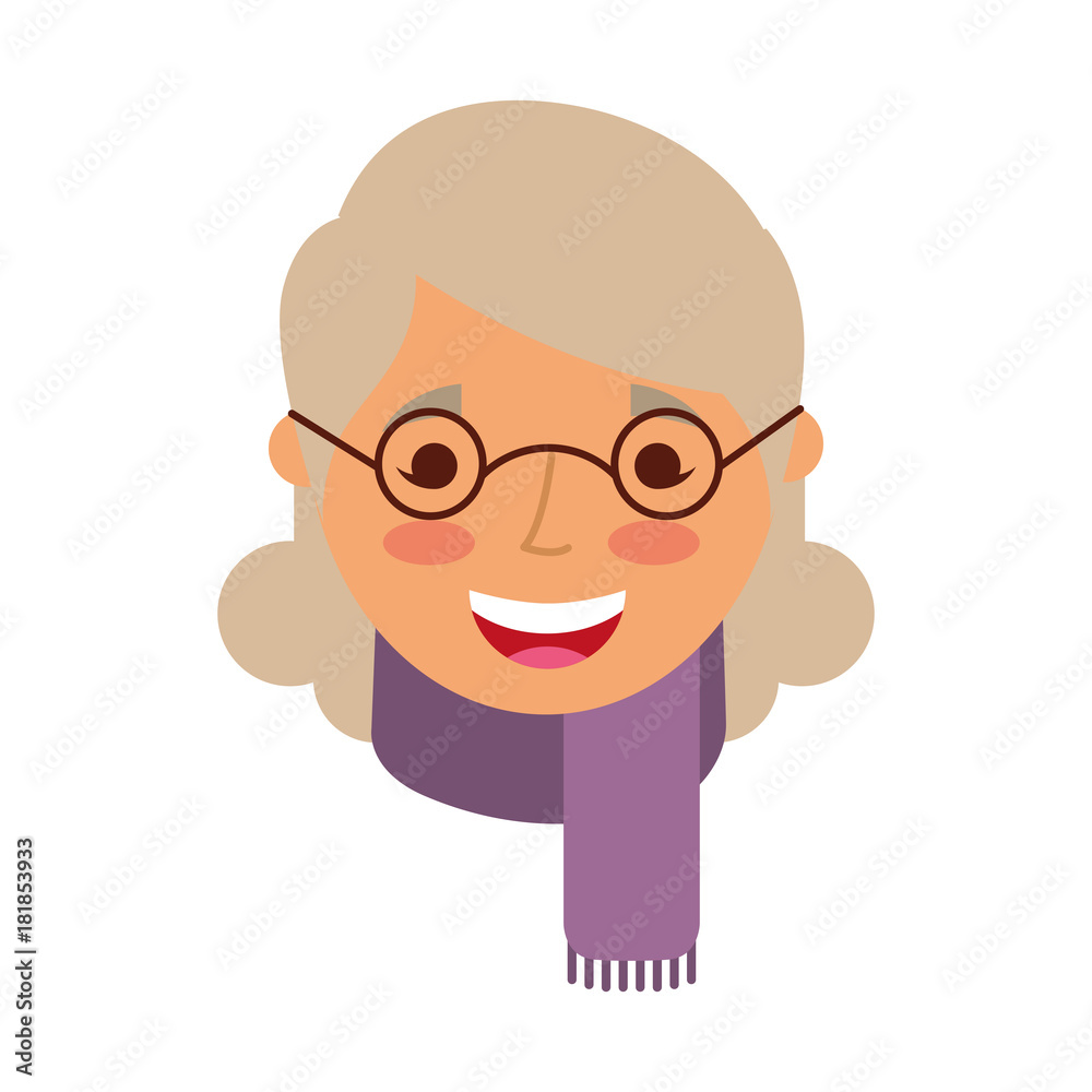 elderly woman lady smiling cartoon people profile vector illustration