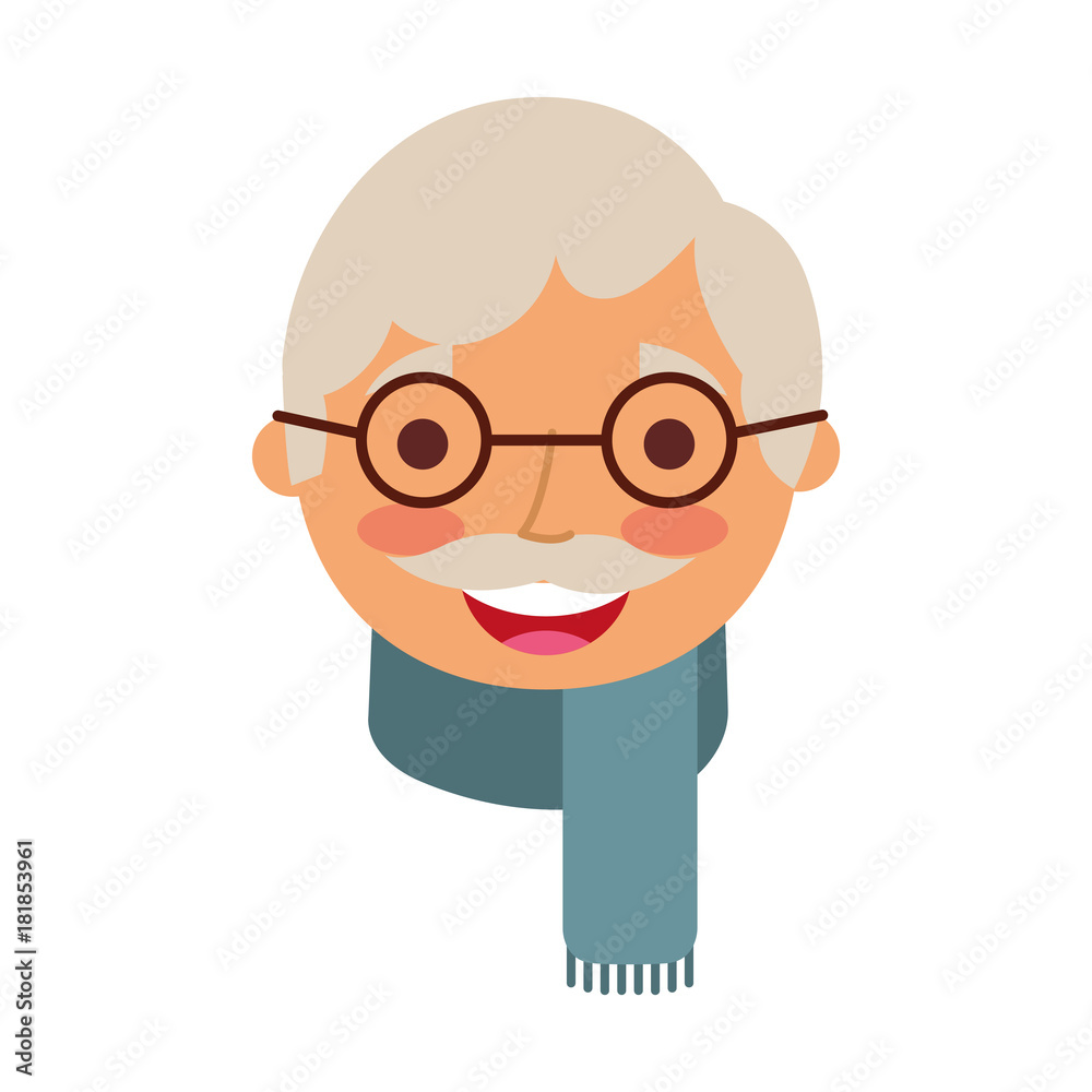 the face old man profile avatar of the grandfather vector illustration