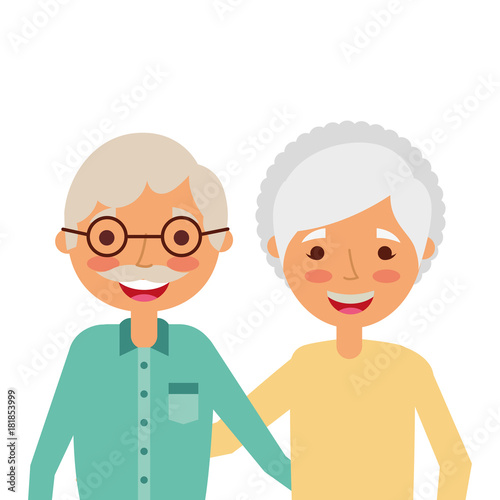 portrait of elderly couple embracing happy adorable vector illustration