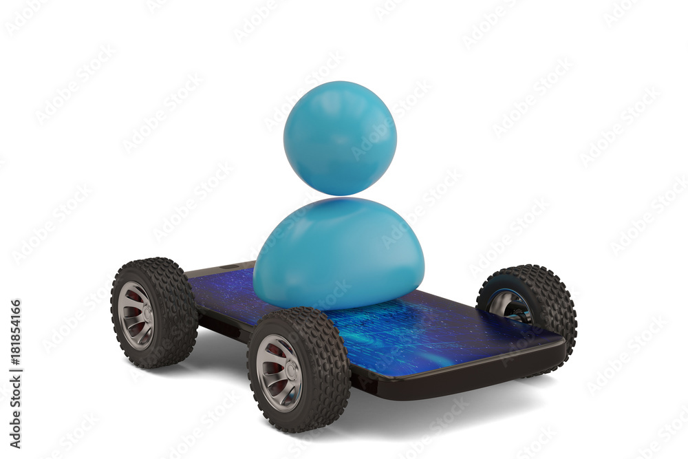 One person on smart phone auto.3D illustration One person on smart phone auto.3D illustration