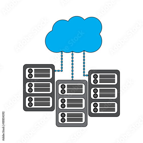 server with cloud storage web hosting icon image vector illustration design 