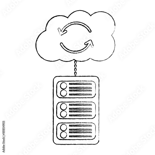 server with cloud storage web hosting icon image vector illustration design 