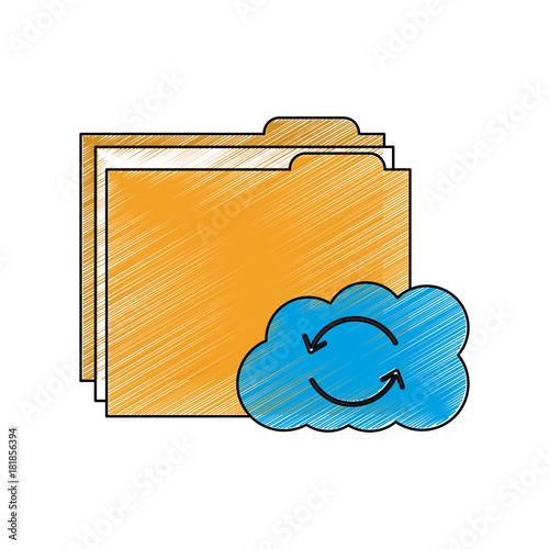 cloud folder storage sharing system file vector illustration