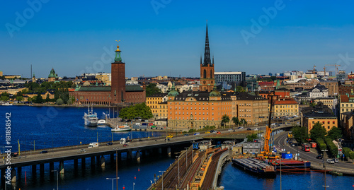 View onto Stockholm old town Gamla Stan and Riddarholmen in Sweden