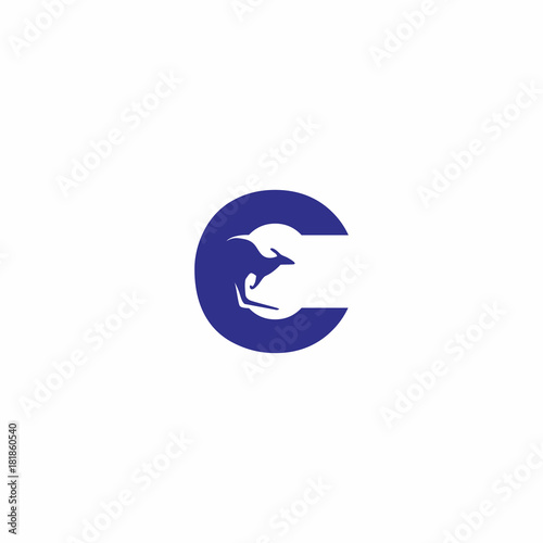 c letter kangaroo logo vector