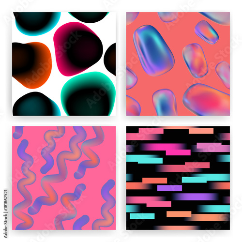 Set of four abstract seamless colorful patterns