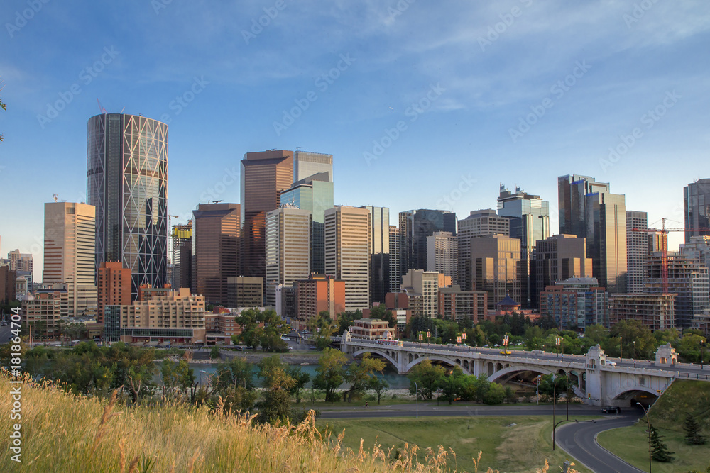 Obraz premium Calgary skyline on a summer evening