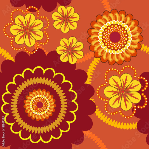 Seamless floral pattern  decorative stylized flowers.