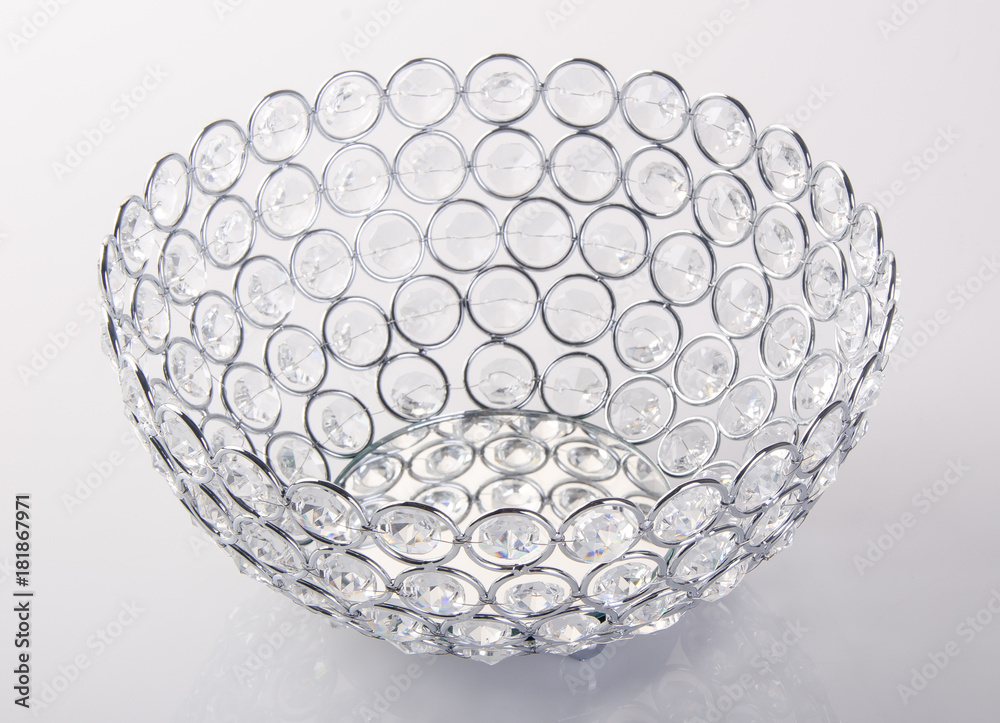 bowl or empty crystal bowl on the background. bowl or empty crystal bowl on the background.