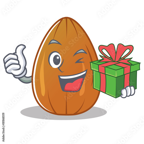 With gift almond nut character cartoon