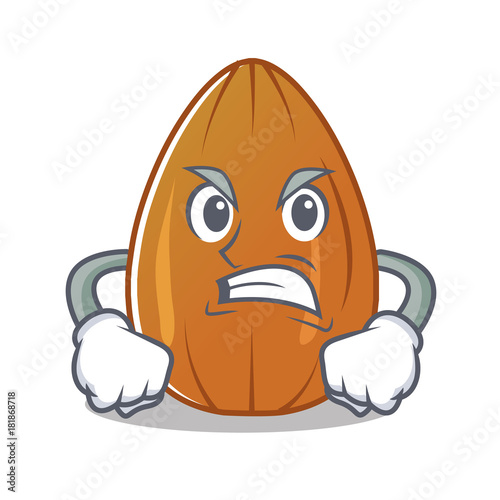 Angry almond nut character cartoon