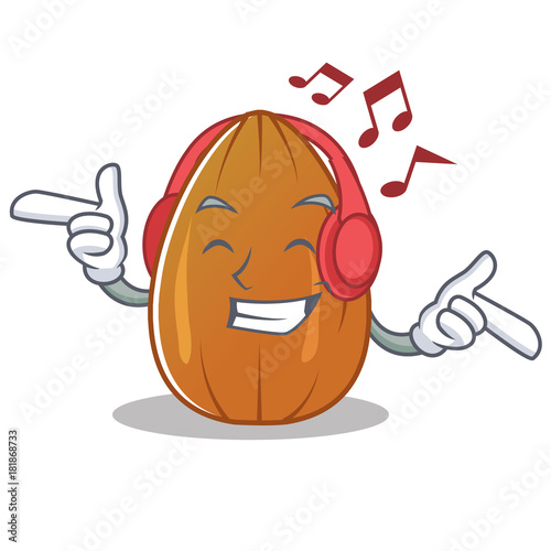 Listening music almond nut character cartoon