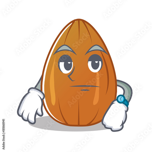 Waiting almond nut character cartoon