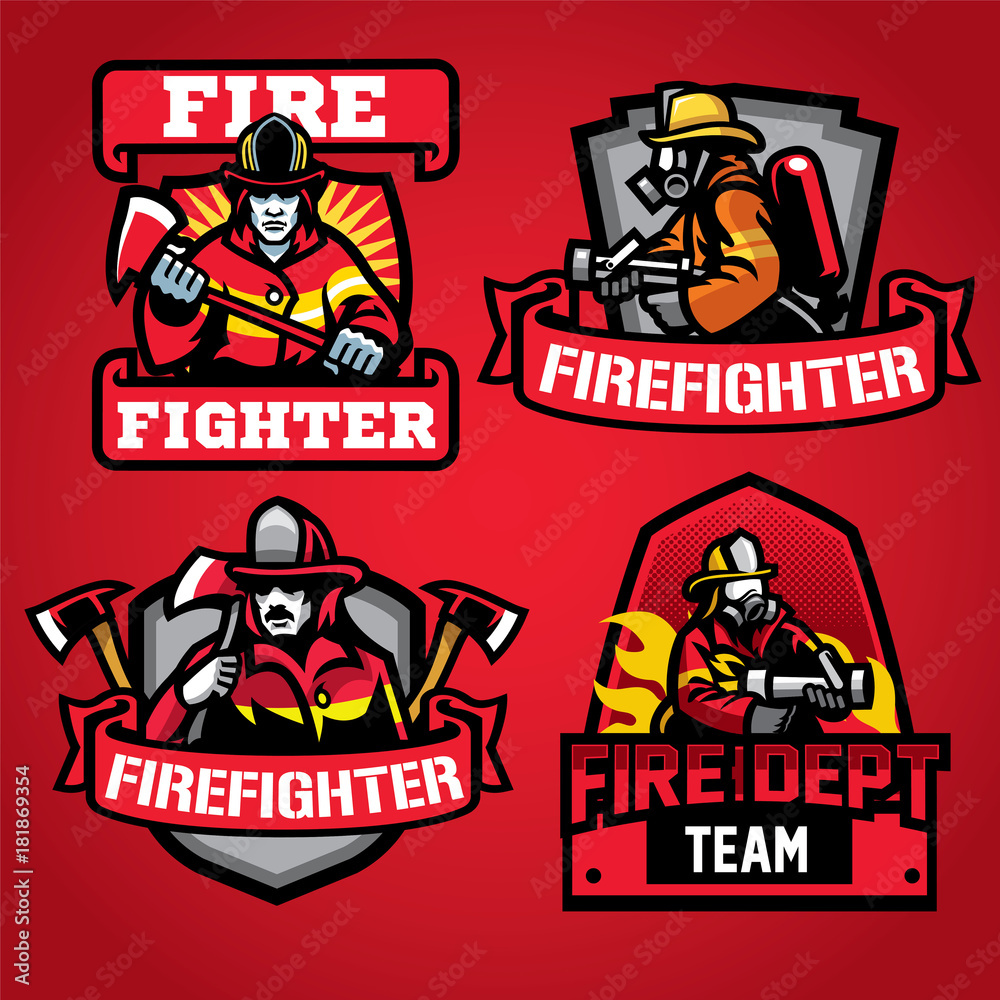 Obraz premium firefighter department badge set