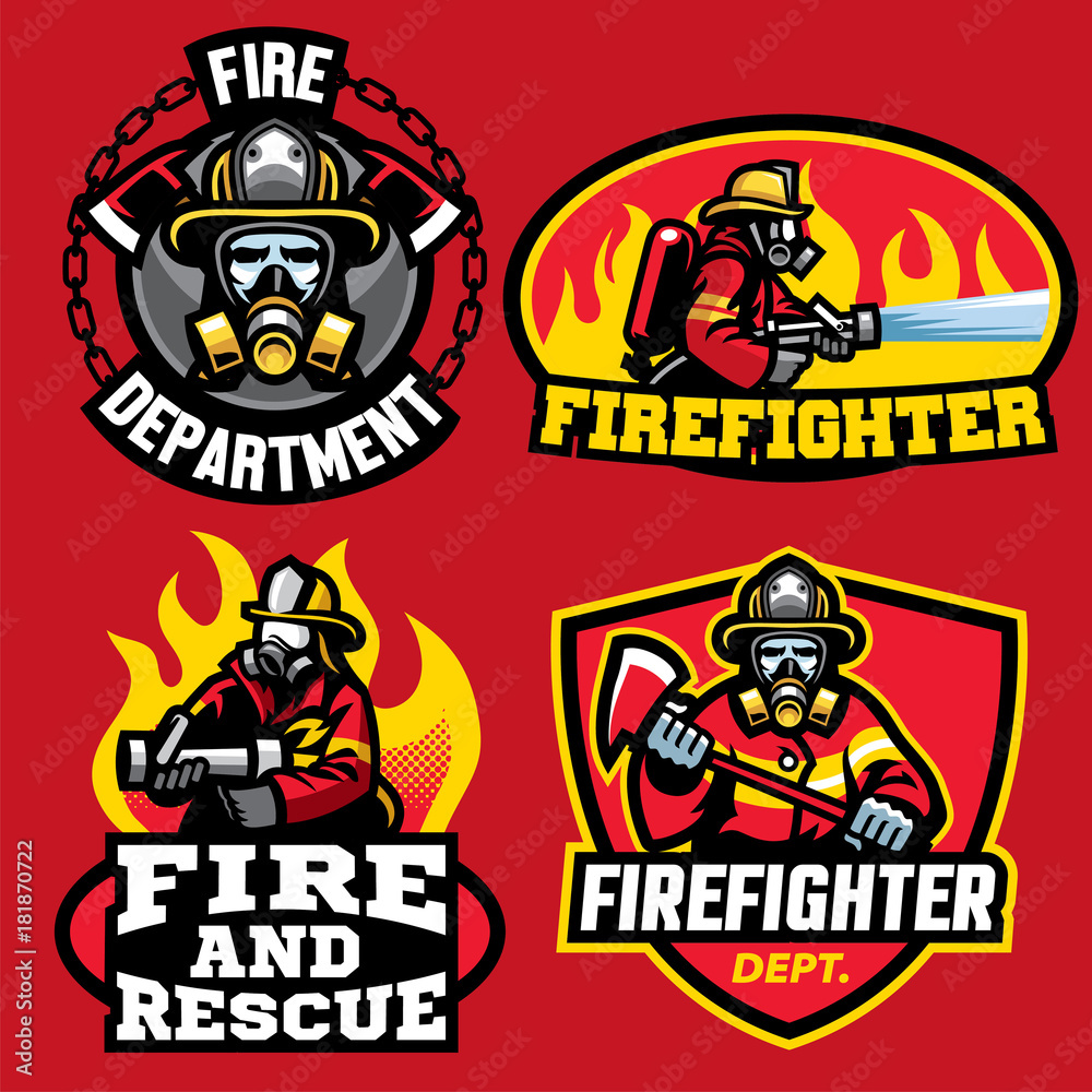 Fototapeta premium set of firefighter badge design