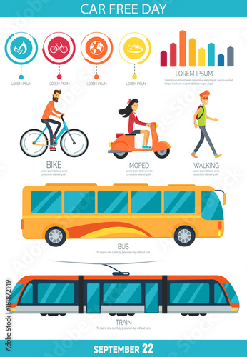 Car Free Day September 22 Vector Illustration