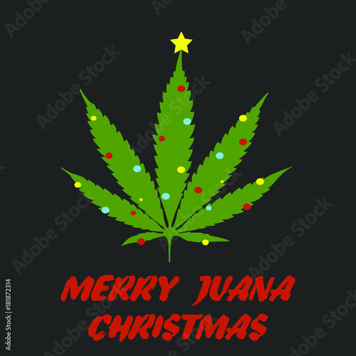 Merry Juana cannabis leaf tree postcard vector illustration photo