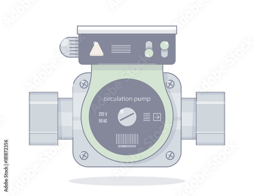 Circulation pump. Illustrations for the online store of plumbing. Isolated on white background. Realistic cartoon style.