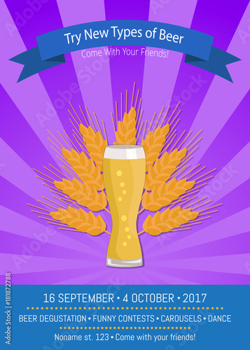 Try New Types of Beer Vector Illustration Purple