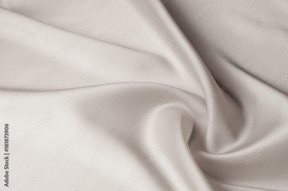  background of fabric. White fabric. Silk fabric wallpaper texture background in sepia pastel white shade: Lovely natural silk textured textile. White abstract fabric background with soft waves.
