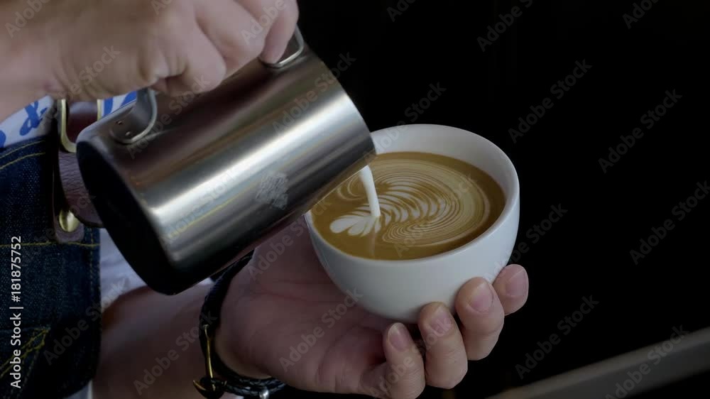 coffee latte art make by barista in coffee shop cafe coffee latte art make by barista in coffee shop cafe