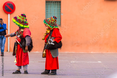 unidentified moroccans wearing traditional costume