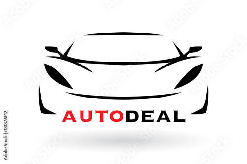 Automotive dealer concept logo design with sports car vehicle silhouette. Vector illustration