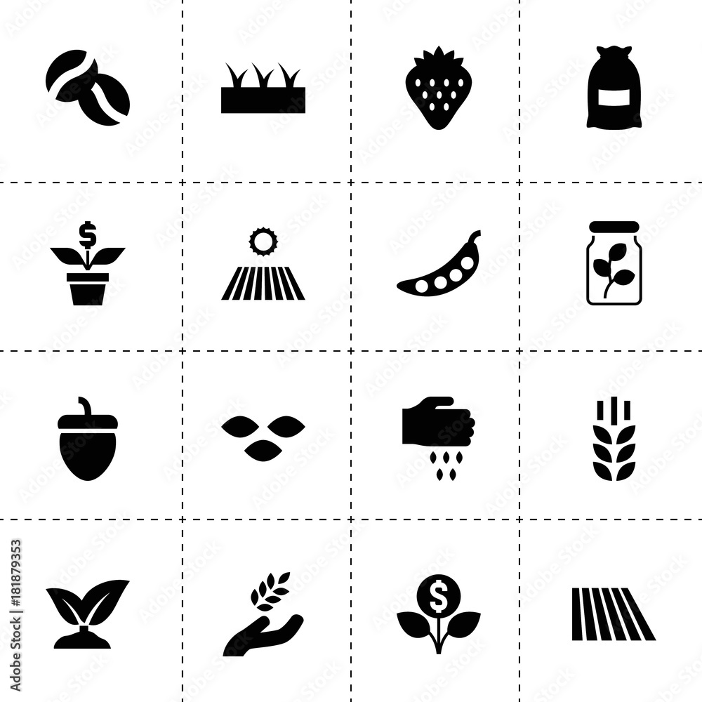 Simple 16 set of seed filled icons