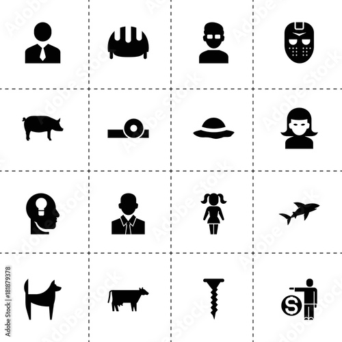 Simple 16 set of head filled icons