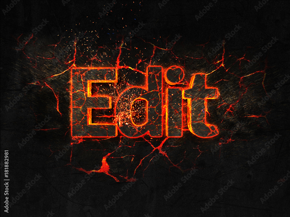 Anime Fire text flame burning hot lava explosion background. Stock