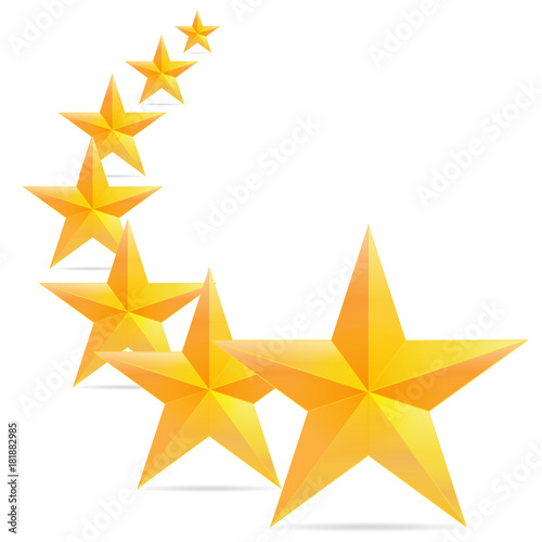 Seven Golden christmas star icon isolated on white background. vector illustration