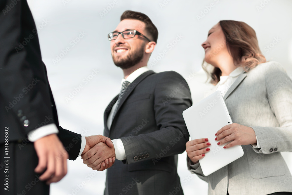 Successful business people handshake greeting deal concept Successful business people handshake greeting deal concept