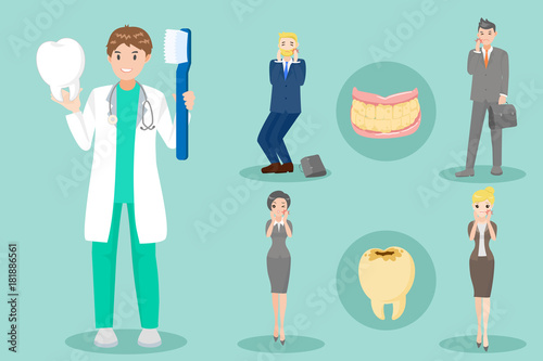 cartoon dentist with patient