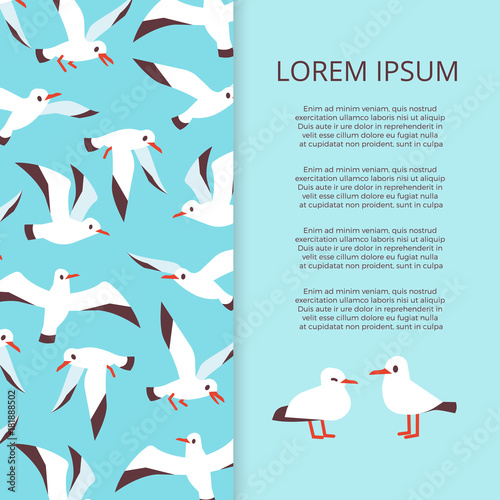 Flat seabirds banner template vector