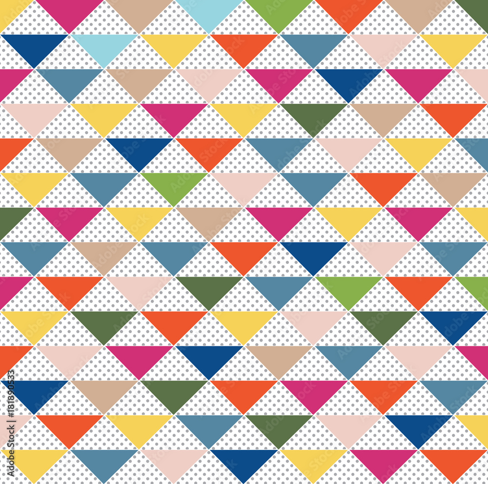 Fototapeta premium Abstract pattern triangle colorful and gray dots.