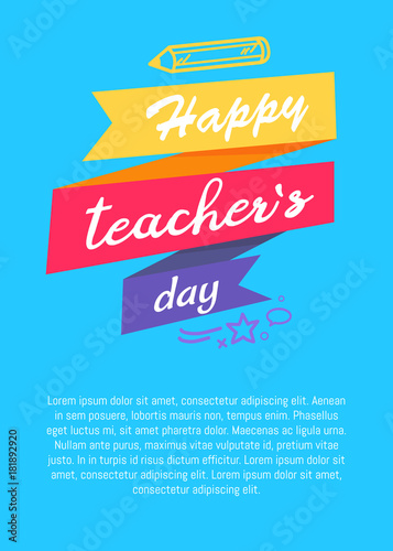 Happy Literacy Day Poster on Blue Background Text