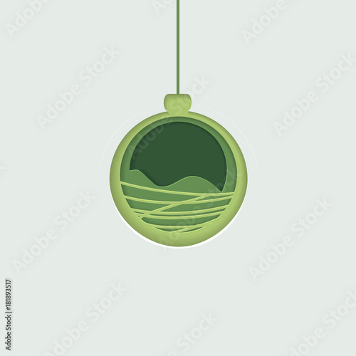 template of the Christmas card with a hanging bauble