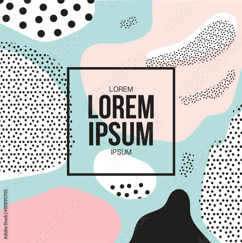 Memphis style cover template. Background design with colorful style. Geometric shapes and patterns  for fashion design, invitation, presentation,website,Vector illustration