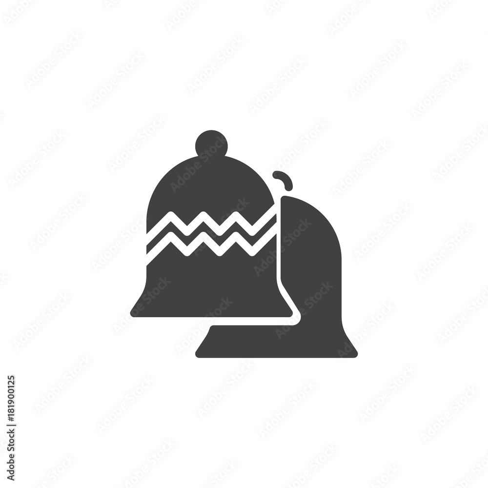 Christmas jingle bells icon vector, filled flat sign, solid pictogram isolated on white. Symbol, logo illustration. Christmas jingle bells icon vector, filled flat sign, solid pictogram isolated on white. Symbol, logo illustration.
