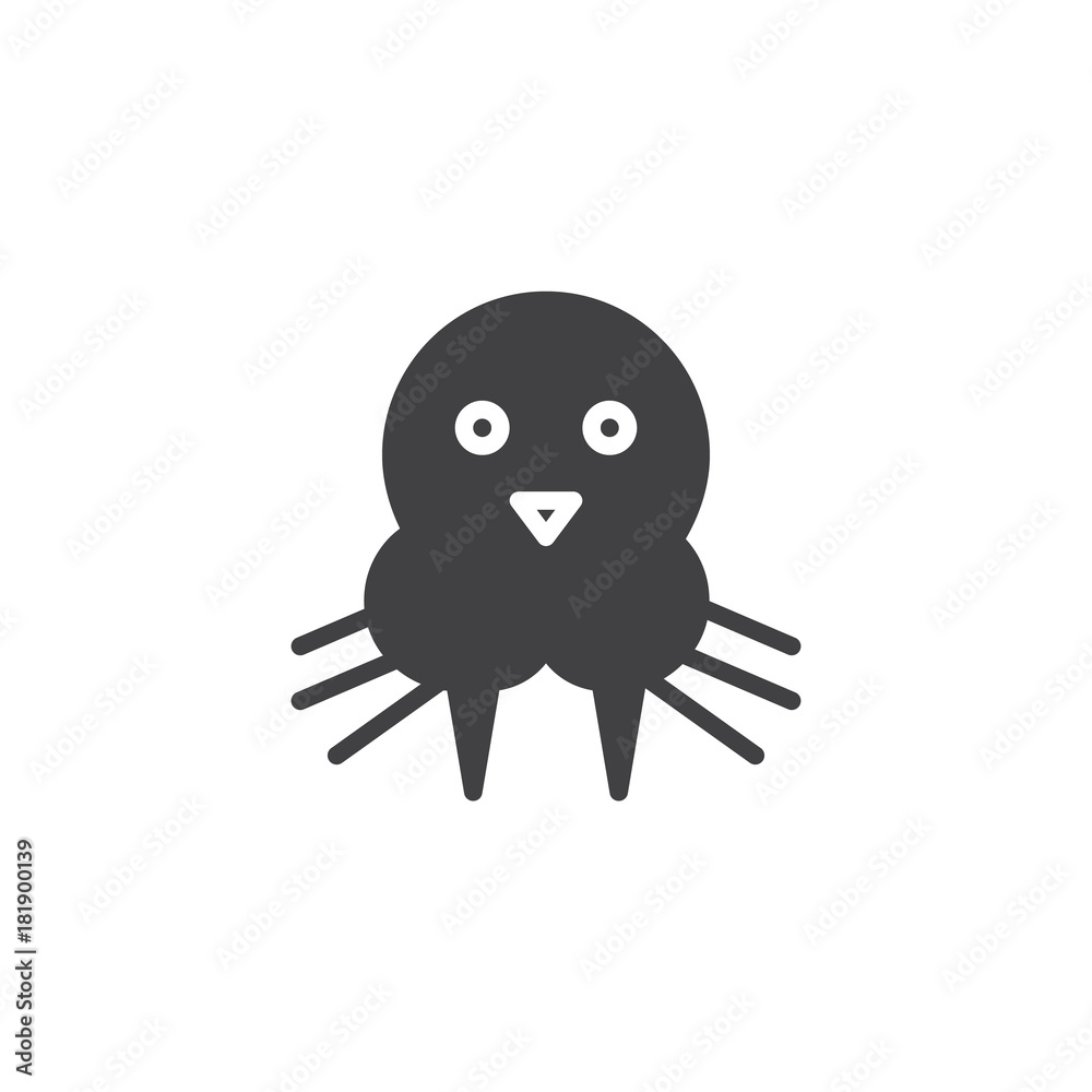 Obraz premium Walrus head icon vector, filled flat sign, solid pictogram isolated on white. Sea lion animal symbol, logo illustration.