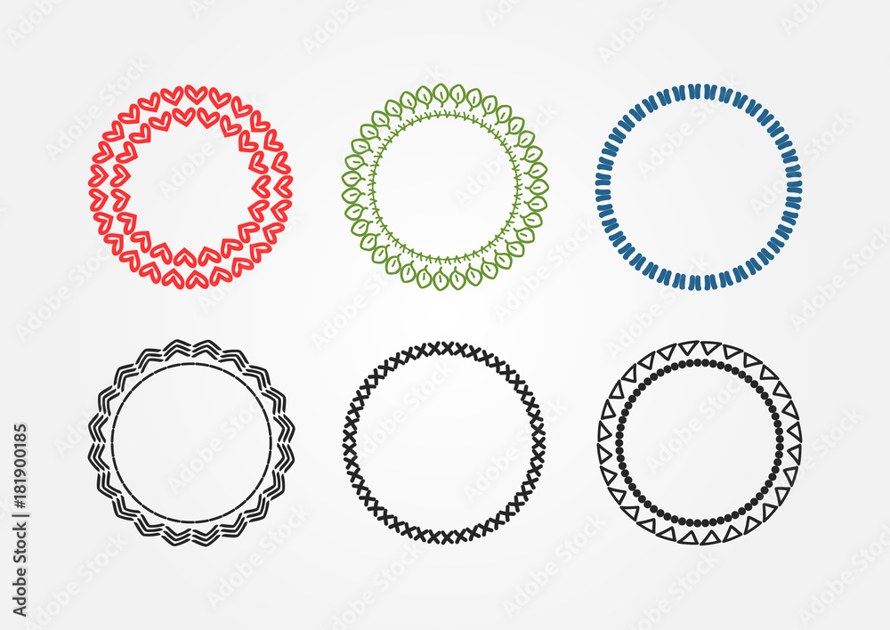 Set of round colored frames drawn by hand. Sketch, doodle, scribble. Set of round colored frames drawn by hand. Sketch, doodle, scribble.