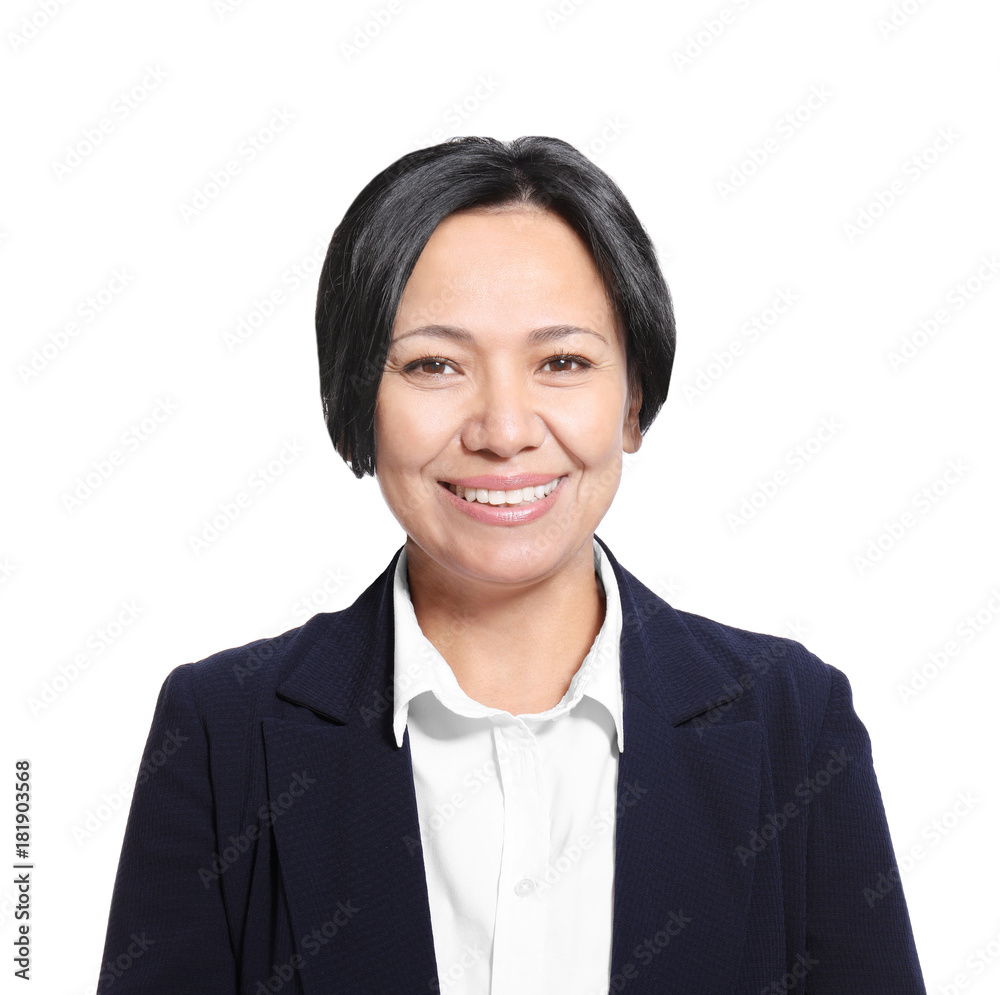 Beautiful mature woman on white background Beautiful mature woman on white background